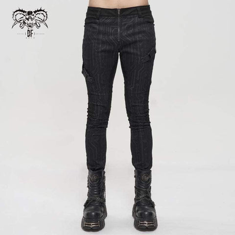 Men's Gothic Slim Fitted Buckle Zipper Pants