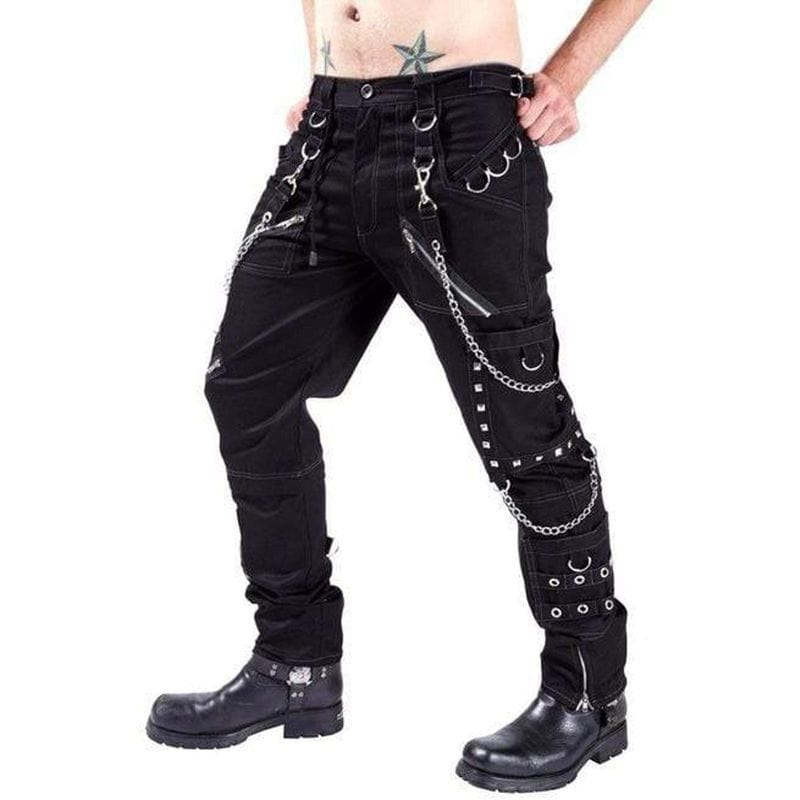 Drezden Goth Men's Punk Cargo Pants With Chains