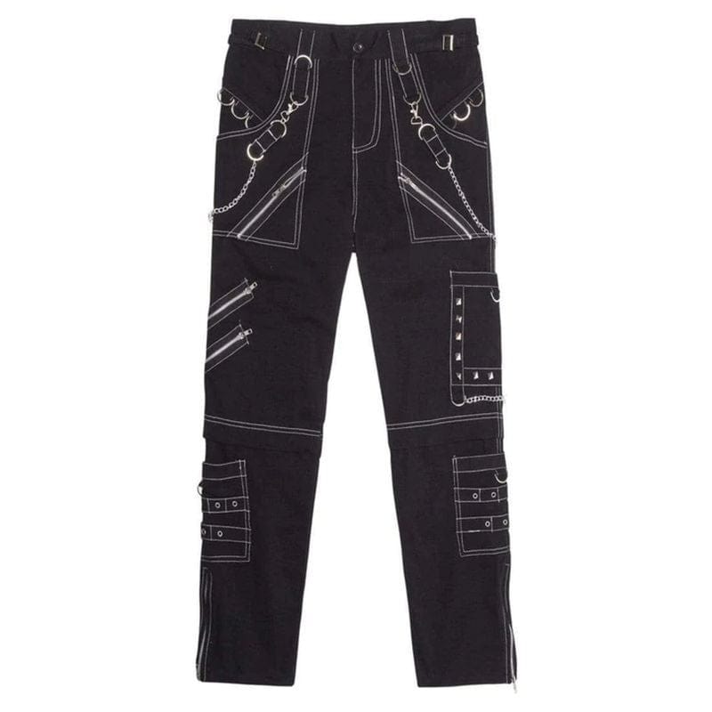 Drezden Goth Men's Punk Cargo Pants With Chains