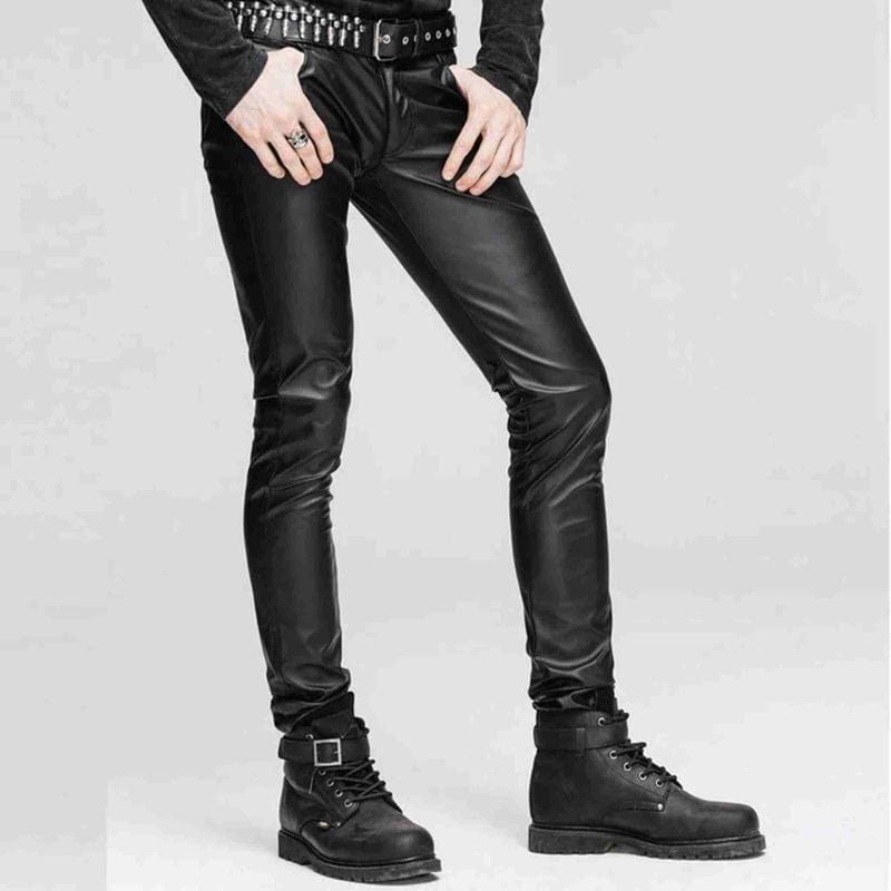 Drezden Goth Men's Punk Faux Leather Pants