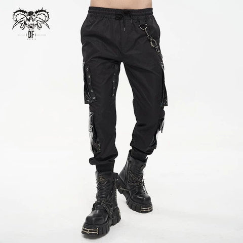 Men's Punk Multi-pocket Jogger Pants with Chain