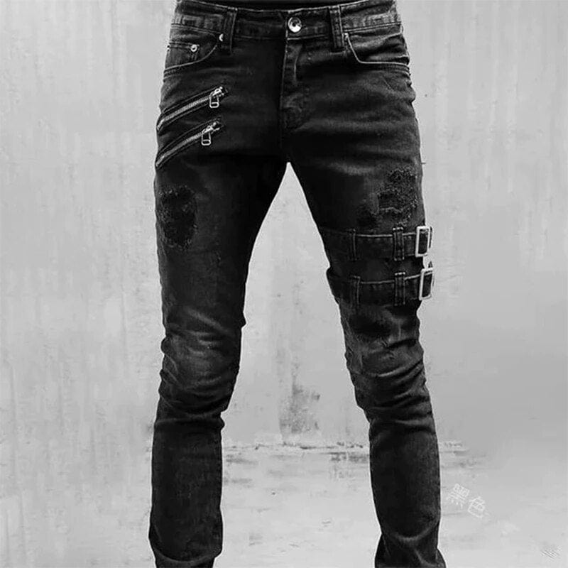 Drezden Black / S Goth Men's Punk Straight Jeans
