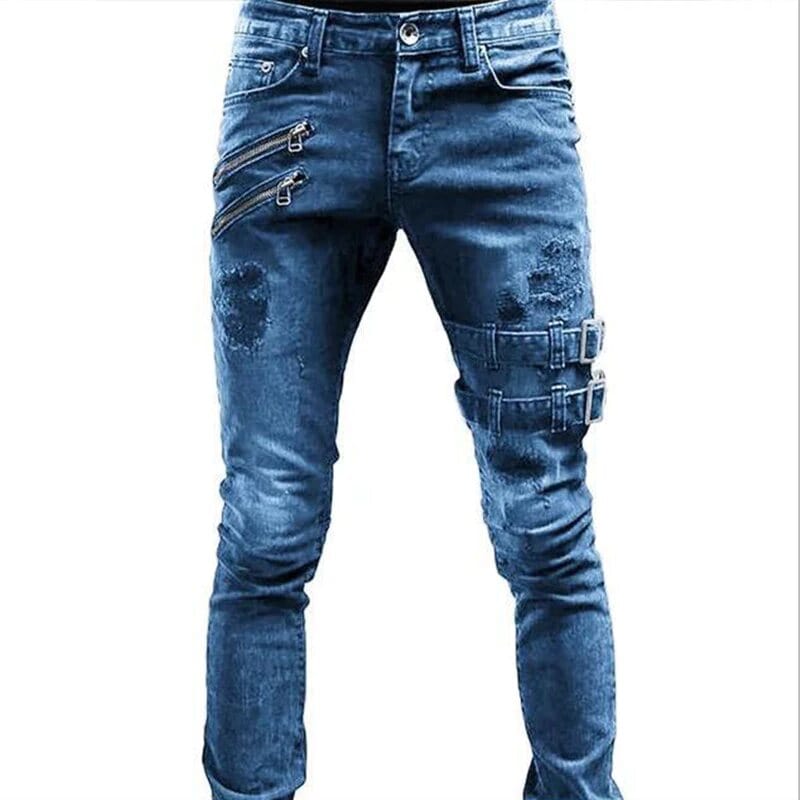 Drezden Blue / S Goth Men's Punk Straight Jeans