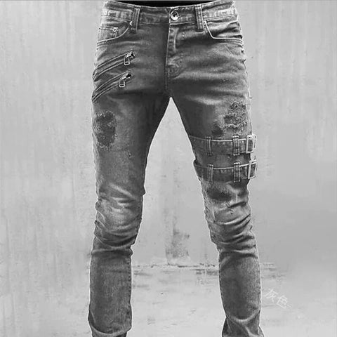 Drezden Gray / S Goth Men's Punk Straight Jeans