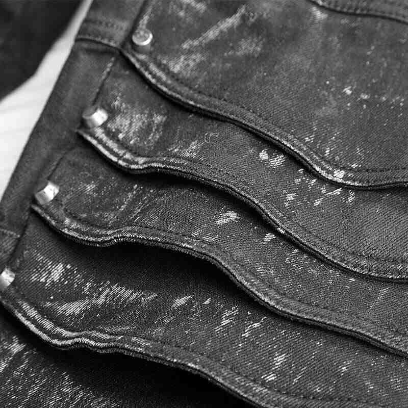 Drezden Goth Men's Unique Armor Knee Men's Washing Jeans