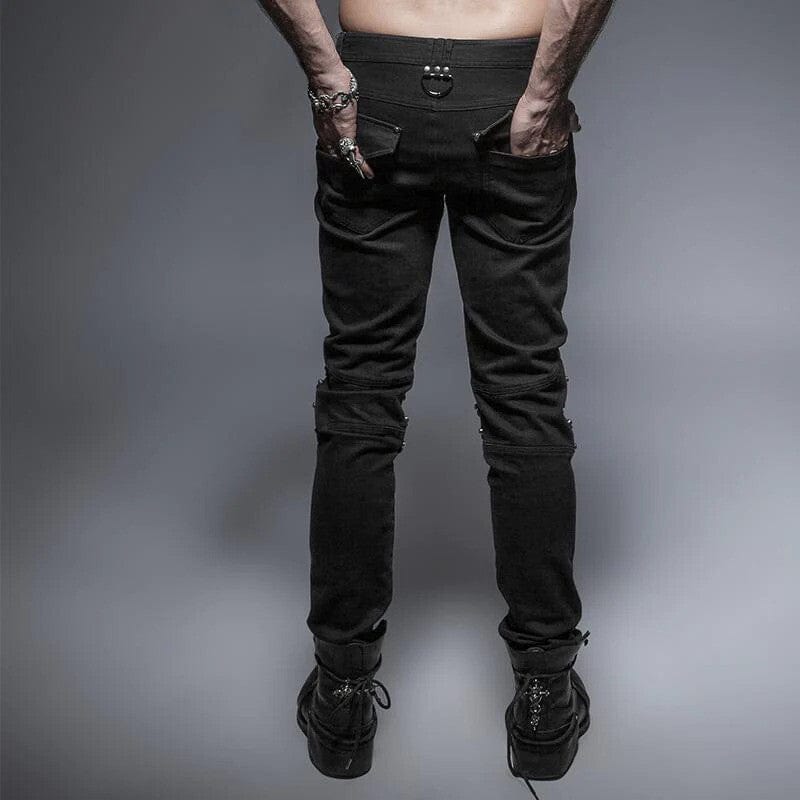 Drezden Goth Men's Unique Armor Knee Men's Washing Jeans