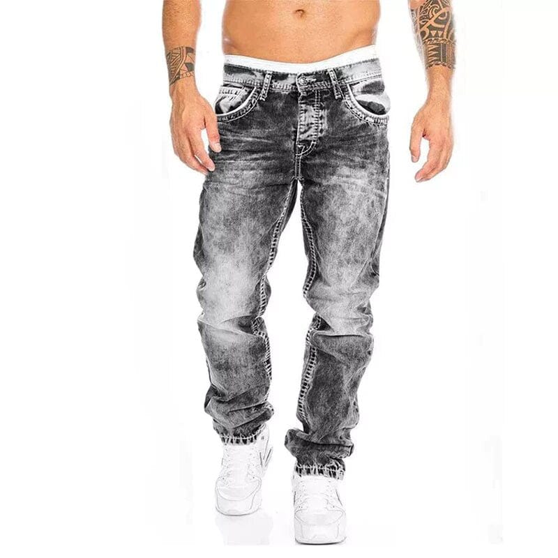 Drezden Gray / S Goth Streetwear Zipper Slim Fit Jeans
