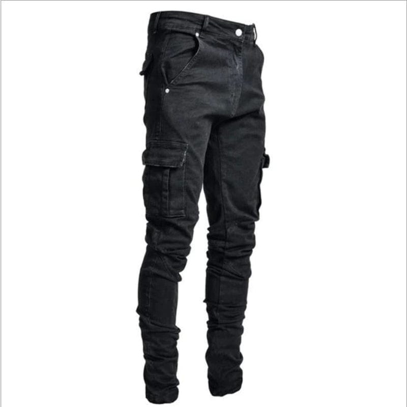 Drezden Black / S Goth Streetwear Zipper Slim Fit Jeans