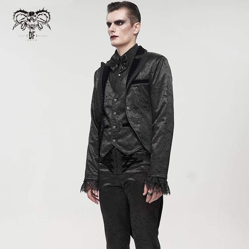 Drezden Goth Men's Gothic Floral Swallow-tailed Coat Black