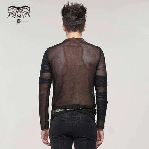 Drezden Goth Men's Gothic Irregular Mesh Shirt