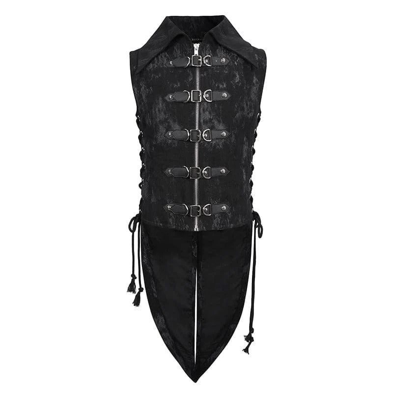Drezden Goth Men's Gothic Turn-down Collar Swallow-tailed Buckles Vest