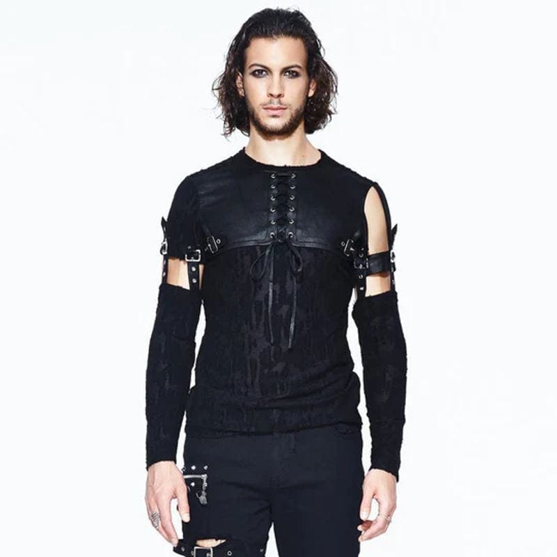 Gothic Punk Criss-cross Straps Buckle Hooded Vest Top