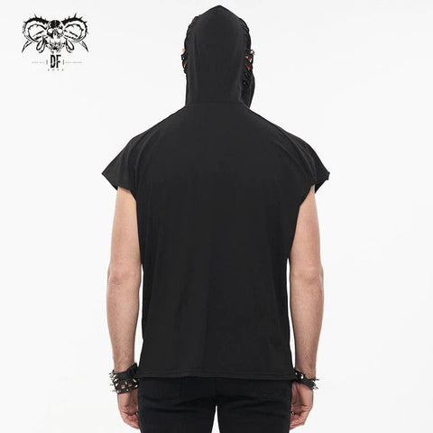 Drezden Goth Men's Punk Skull Printed Ripped Shirt