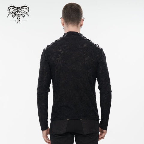 Drezden Goth Men's Punk Strappy Star Zipper Distressed Shirt
