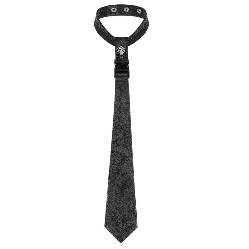 Drezden Goth Men's Punk Skull Buckles Black Necktie