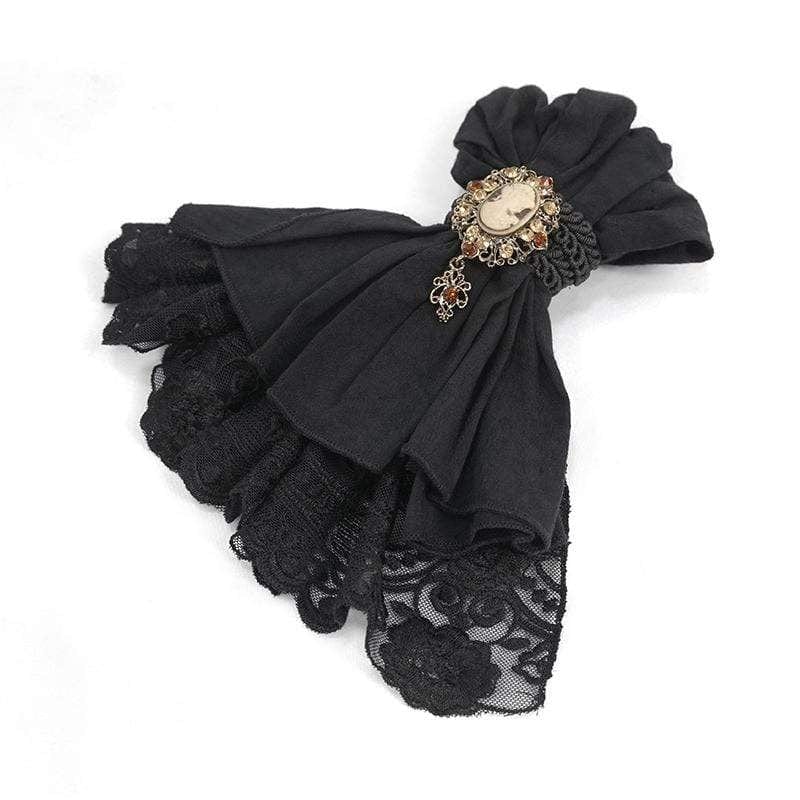 Drezden Goth Men's Vintage Lace Edge Pendent Black Bowties