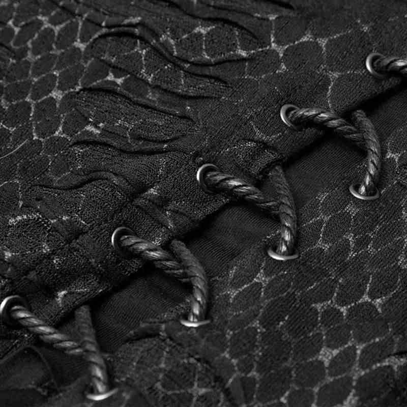 Drezden Goth Women's Plus Size Gothic Full Sleeved Net Midi Dress with Slits