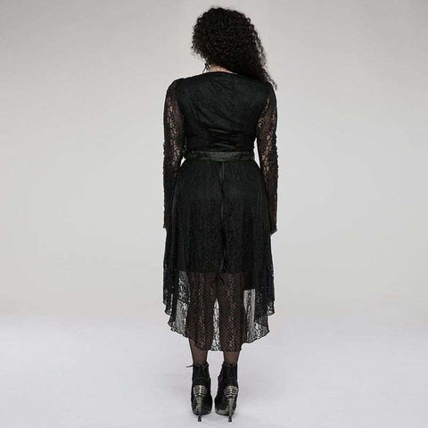 Drezden Goth Women's Plus Size Gothic Vintage High/low Long Sleeved Lace Dress