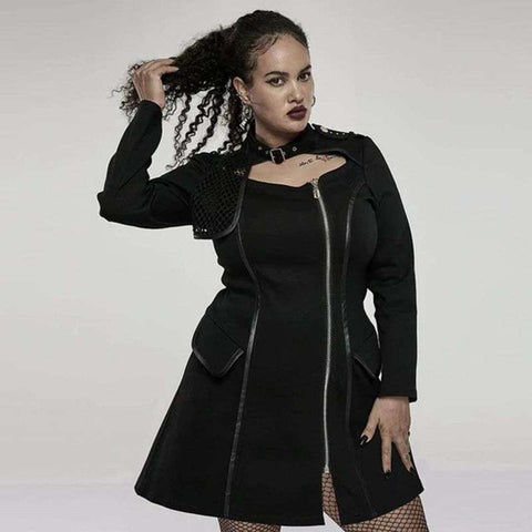 Women's Plus Size Punk Military Style Long Sleeved Dress