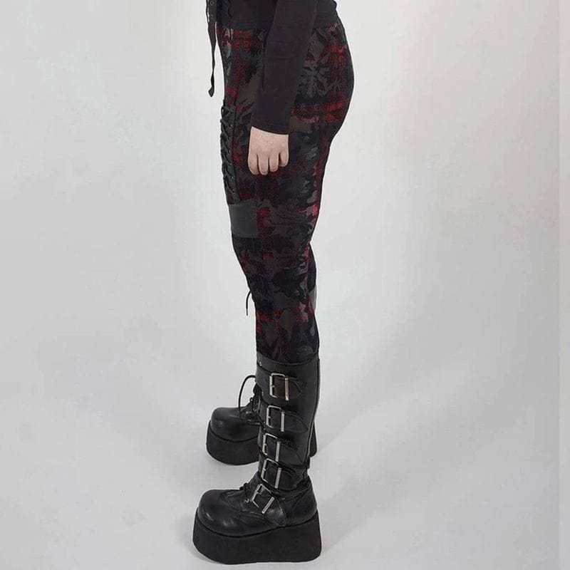 Drezden Goth Women's Plus Black & Red Size Gothic Leggings