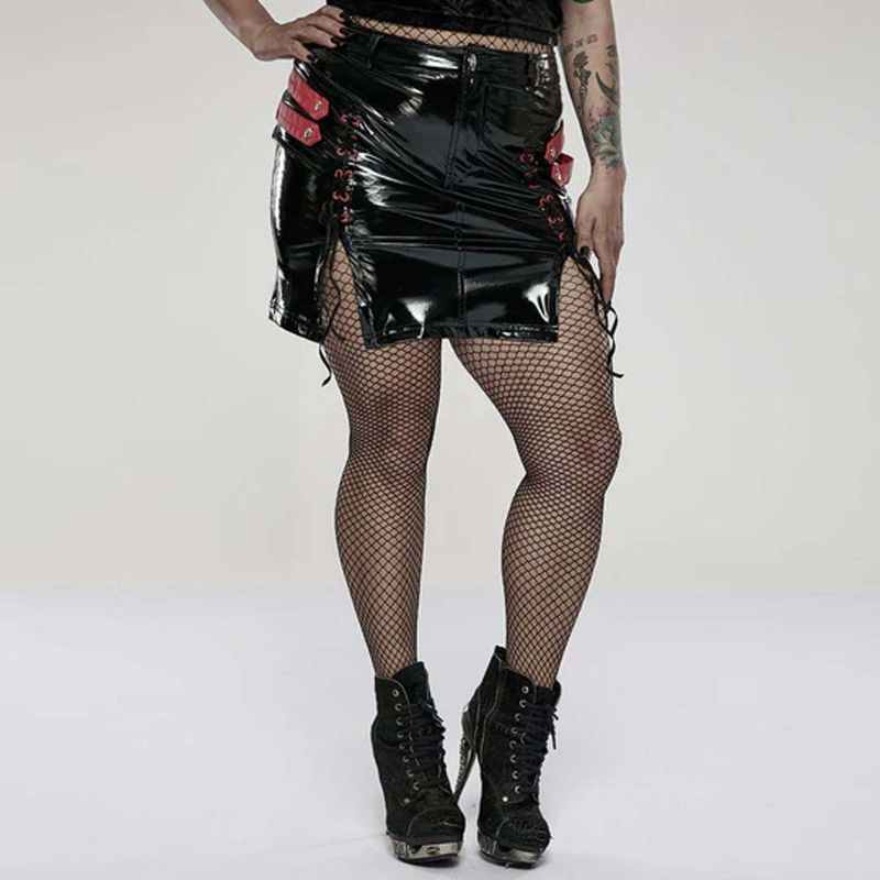 Drezden Goth Women's Plus Size Punk Military Style Lacing-up  Skirt
