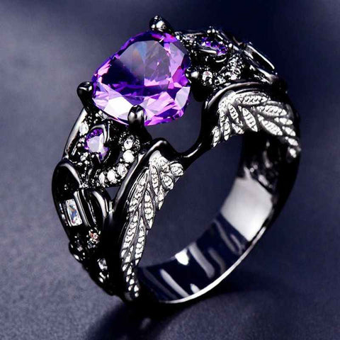 Gothic Purple Heart Ring