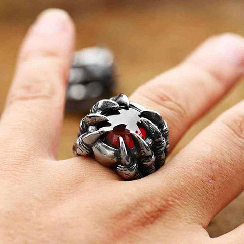 Drezden Goth Dragon Claw Ruby Ring