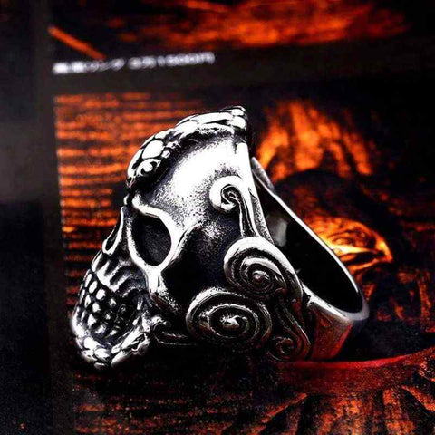 Drezden Goth Skull and Snake Ring