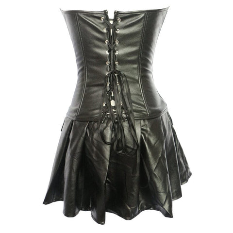 Drezden Goth Sexy Gothic Faux Leather Split Dress