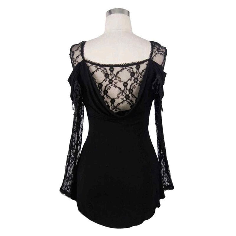 Drezden Goth Women's A-line Lace and Tassels Tops