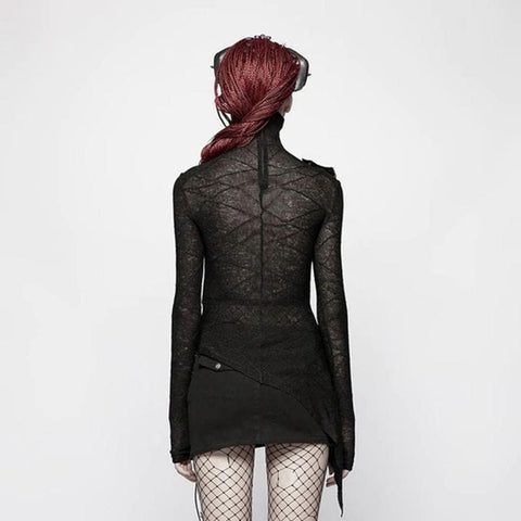 Drezden Goth Women's Punk Cropped High Collar Shirt