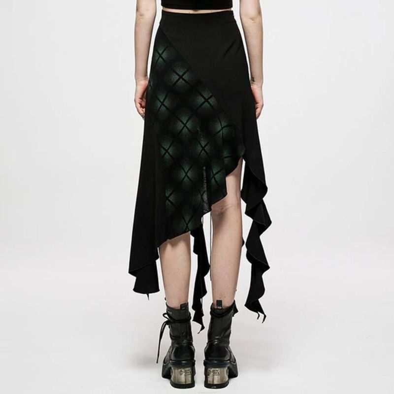 Women's Punk Lace Hem Plaid Layered Slip Dress – Punk Design