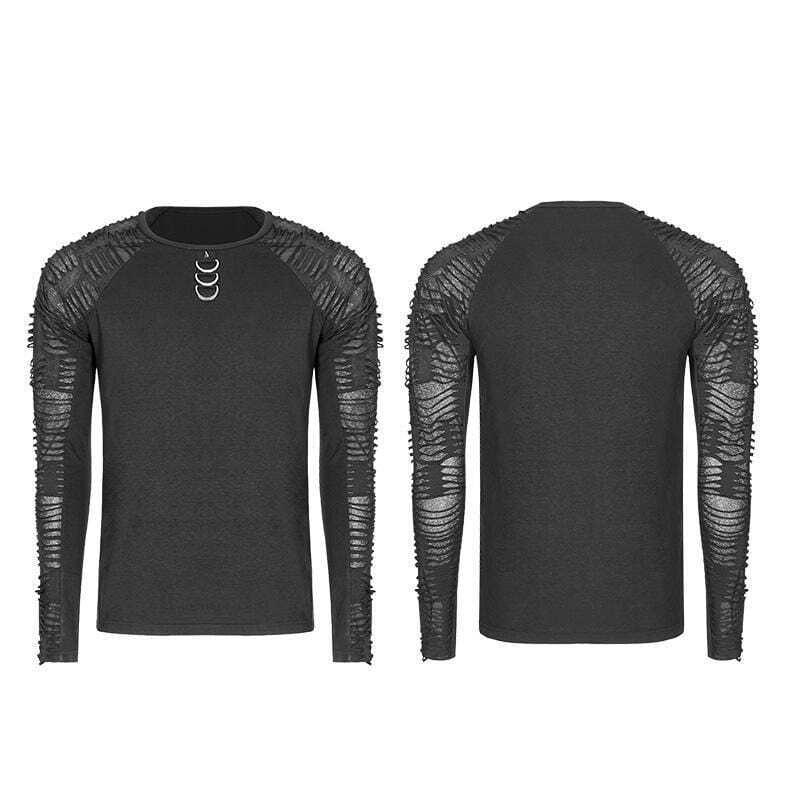 Drezden Goth Men's Distressed Sleeved Punk T-shirt