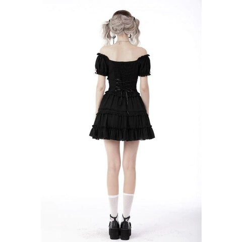 Drezden Goth Women's Lolita Off Shoulder Ruffles Top