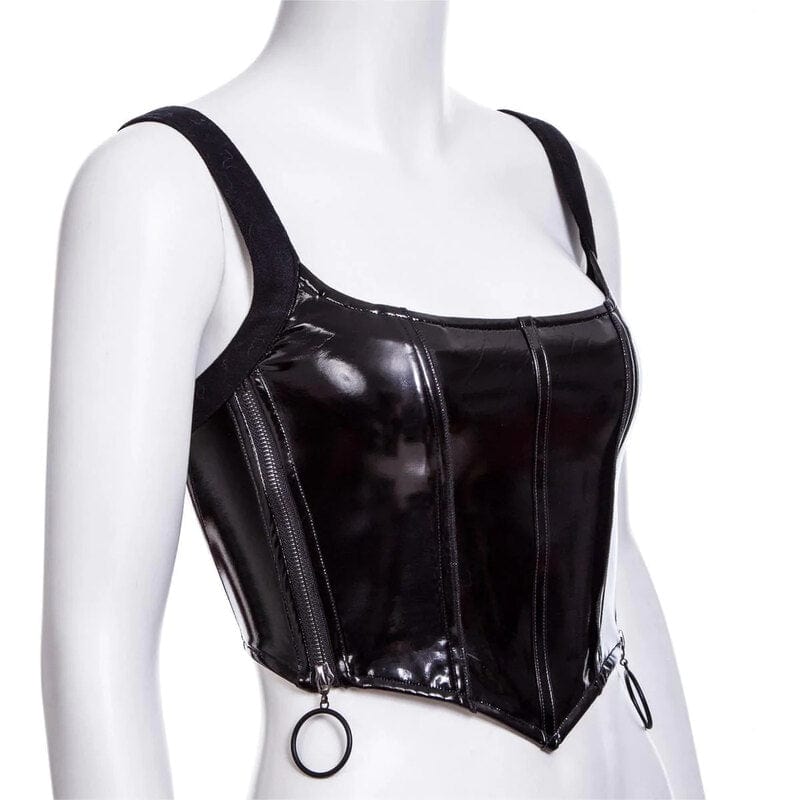Drezden Goth Women's Punk Zipper Faux Leather Vest