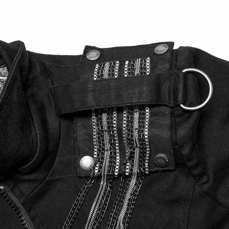 Drezden Goth Women's Punk Turn-down Collar Chain Jacket