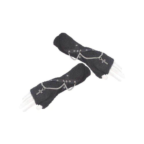 Drezden Goth Women's Goth Long Gloves with Metal Chains