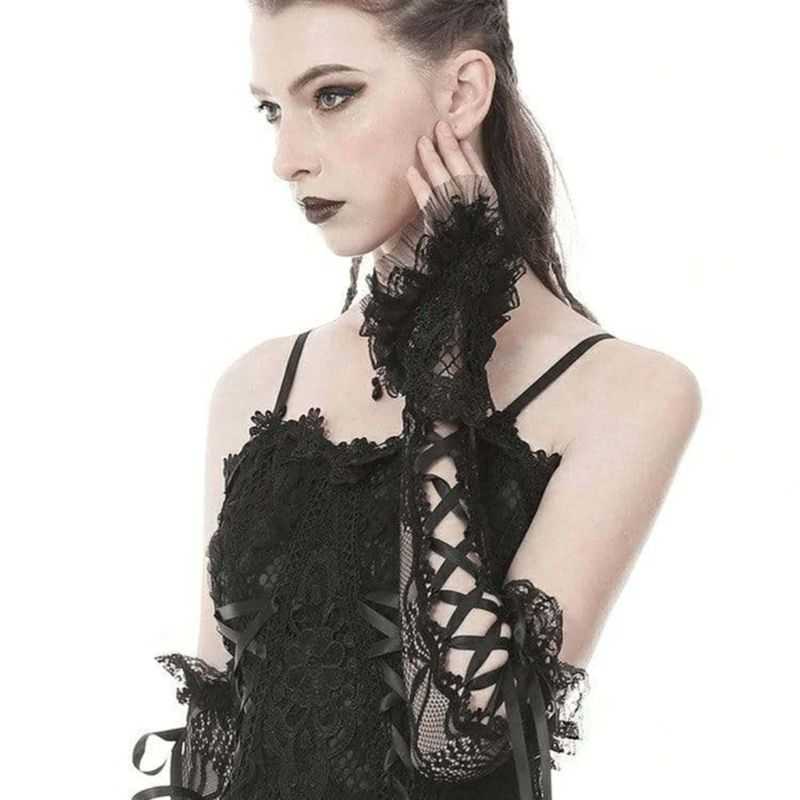 Drezden Goth Women's Gothic Lace-up Gloves