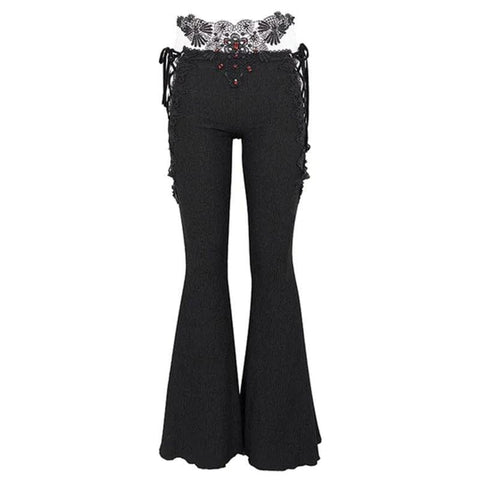 Drezden Goth Women's Gothic Side Lacing-up Bell-bottoms