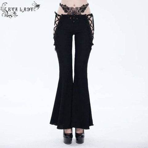 Women's Gothic Side Lacing-up Bell-bottoms