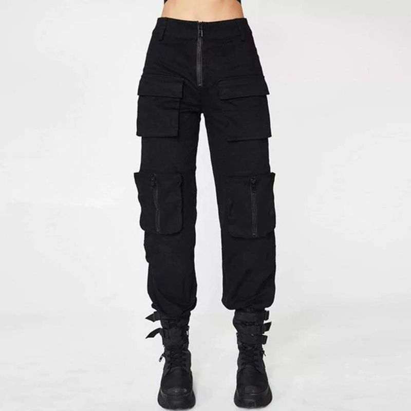 Drezden Goth Women's Multi-Pocket Safari Style Loose Cargo Pants
