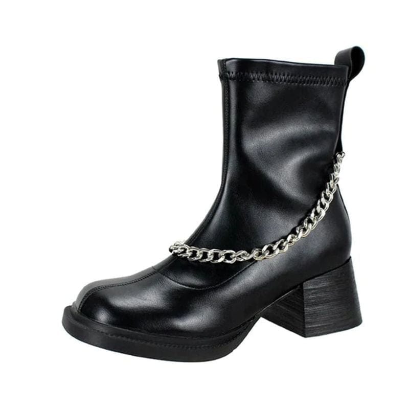 Drezdenx Goth Chain Wedge Boots