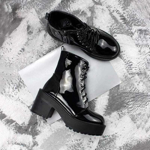 Drezdenx Goth Gothic Punk Patent Leather Boots