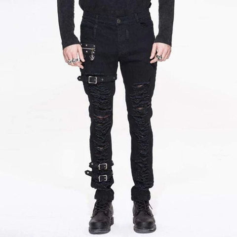 Men's Punk Metal Chain Cargo Pants with Detachable Legs