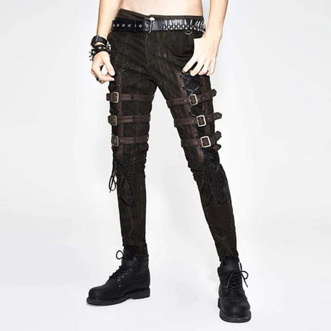 Punk Style Mid Rise Jeans