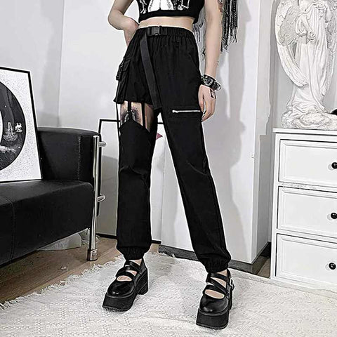 Gothic Punk Ripped Cargo Pants
