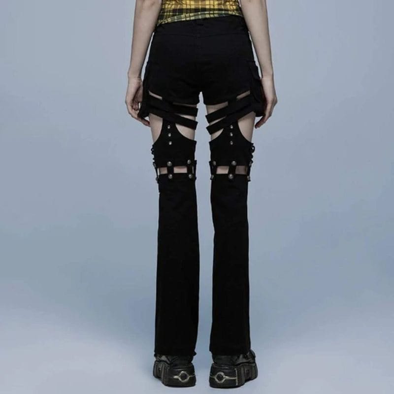 Women's Fashion Wide Straight Leg Punk Cargo Jean Baggy Pants Goth Trousers  Streetwear With Pockets - Walmart.com